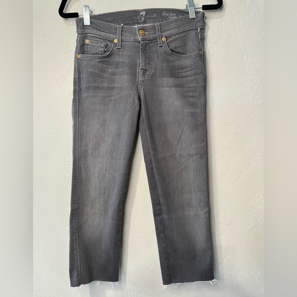 7 for All Mankind The Slim Cigarette Raw Hem GRAY SZ 26 - NEW! - Picture 2 of 16